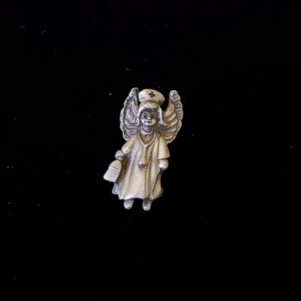 Nurse Guardian Angel Pin Pewter
